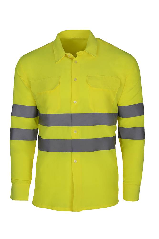 Camisa laboral alta visibilidad, camisa amarilla manga larga Serie 143  Talla S